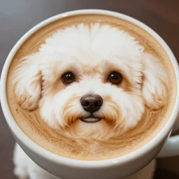 a closeup photorealistic photograph of bichon frise drawn as latte art. professional capture, well lit shot. this 4 k hd image is trending on artstation, featured on behance, well - rendered, extra crisp, features intricate detail, epic composition and the style of unreal engine.