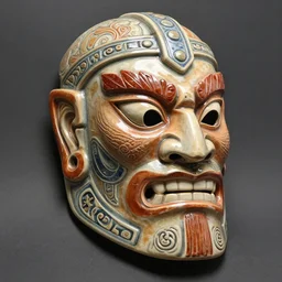 fantasy art ultra 4 k colorful photo of a bizarre viking maori warrior knight armor mask made of ceramic carved by h. r. giger