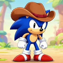 sonic from sonic heroes in a cowboy hat