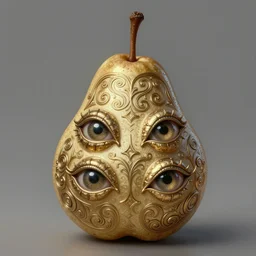 pear mf doom reptile eyes, metal pear skin. intricate, elegant, highly detailed pear, centered, digital painting, artstation, concept art, smooth, sharp focus, illustration, artgerm, tomasz alen kopera, peter mohrbacher, donato giancola, joseph christian leyendecker, wlop, frank frazetta