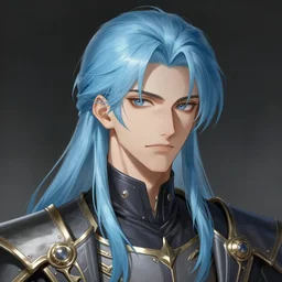 portrait of johannes krauser detroit metal city hunter hunter, male, thin pursed lips, sharp jaw light blue hair soft hair swept back medium length hair, anime, fantasy, intricate, elegant, highly detailed, digital painting, artstation sharp focus, hunterpedia madonna art by artgerm and ruan jia and ross tran