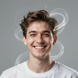 a happy man in his early 4 0 s, divine envelops and powers his body and head, digital art by artgerm