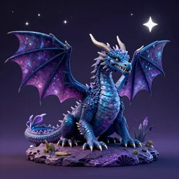 Dragon Creepy cosmic color scheme star gazing 3D Rendered