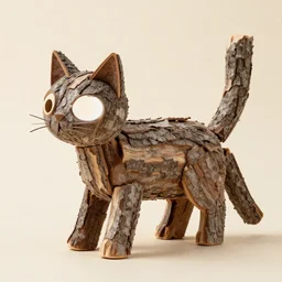 cat made of bark
