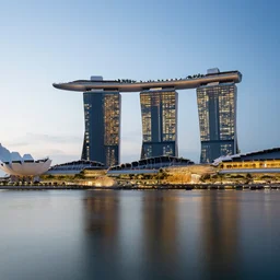 the marina in singapore, long exposure, photorealistic, octane render, highly detailed