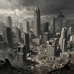 a city rebuilt from the ashes of destruction and ruin after a nuclear war, greg rutkowski, michal karcz, trending on artstation --height 1024