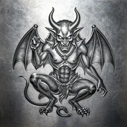 Metal engravement artwork of a demon