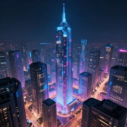 Ariel view of futuristic city architecture neon beeple fractal cyberpunk 3d futuristic night concept art digital art sci fi matte painting digital painting artstation
