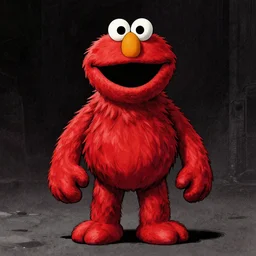 elmo as a horrifying monster, greg rutkowski