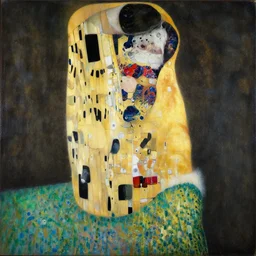 painting of a cow by Gustav Klimt, dark