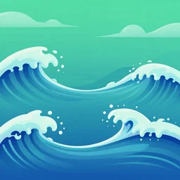 waves, blue and green, illustration, smooth, silky, dribble, graphic design background