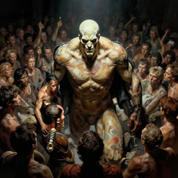 lobotomization of masses, by frank frazetta, jeff easley, realistic, dramatic lighting, fantastic reality, 8 k resolution