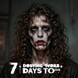 portrait of young pete burns from the eighties, with long curly hair as a zombie with cuts on his face, dead or alive, 7 days to die zombie, fine art, award winning, intricate, elegant, sharp focus, cinematic lighting, highly detailed, digital painting, 8 k concept art, art by guweiz and z. w. gu, masterpiece, trending on artstation, 8 k