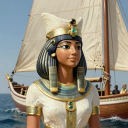 Jennifer connelly as ancient egyptian female queen , on ship, sea, intricate, elegant, highly detailed, digital painting, artstation, concept art, smooth, sharp focus, illustration, orientalism, edwin long, theodore ralli, aleksi briclot, rutkowski, bouguereau