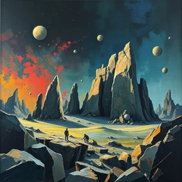 progg rock album cover, brutalist art style, oil on canvas, wet technique, 4 k