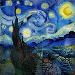 starry night in the style of Edvard Munch