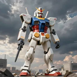 a giant robot, not unlike a gundam, but with bologna for hands, ultrarealistic, kodak photo