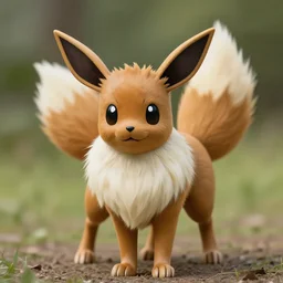 a photo of a real life light brown Eevee-fox hybrid, Pokemon, brown fur, brown