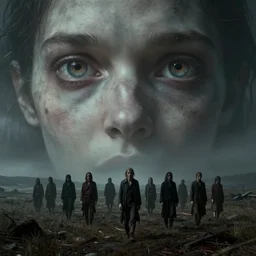 procession of eyes. creepy, eerie, grim atmosphere
