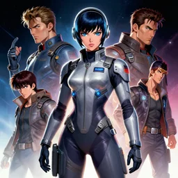 futuristic, galactic female pilot, Stanley Artgerm Lau, WLOP, Rossdraws, James Jean, Andrei Riabovitchev, Marc Simonetti, Yoshitaka Amano, digital art, artstation
