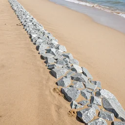 diamond riprap on a sandy coastline