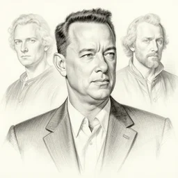 linework economic preliminary drawing of tom hanks, by michelangelo, james gurney, da vinci