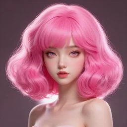 beautiful girl pink blob hair, cute, intricate, highly detailed, digital painting, trending on artstation, concept art, smooth, sharp focus, backlit, rim light, vivid colors, illustration, unreal engine 5, 8 k, art by rossdraws and alphonse mucha
