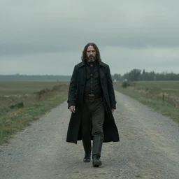 film still of rasputin in the walking dead series, wide lens distant shot