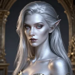 gentle vampire, slender girl, silver skin, wonderful eyes, 8 k uhd, unreal engine, octane rendering in the artistic style of finnian mcmanus, john park and greg rutkowski, radiant light, detailed and complex environment, art station trends