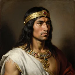 portrait of a native brazilian ancient warrior, painting by titian, by caravaggio, by jan van eyck, detailed, high quality