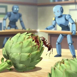 an anime ant attacks an artichoke after atomizing android artisans