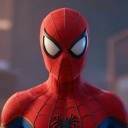 spiderman, portrait, face symmetry, centered, anime style, disney character style, octane render, symetrical portrait, 3 d, pixar, disney, epic lighting, cinematic composition, hyperrealistic, 8 k