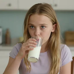 Millie Bobby Brown drinking milk