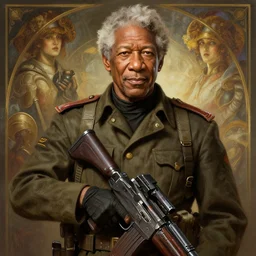 morgan freeman as a soldier in gears of war 3 intricate, elegant, highly detailed, digital painting, artstation, concept art, matte, sharp focus, rendered in unreal engine, art by artgerm and greg rutkowski and alphonse mucha