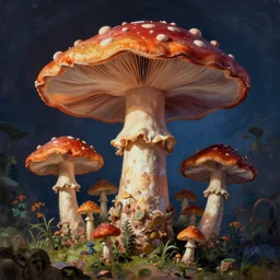 psychedelic mushrooms dream, insanely detailed matte painting, by dave mckean