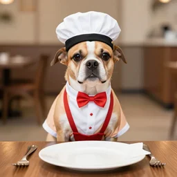 a dog dressed as a waiter