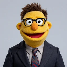 studio portrait still of muppet!!!!! dwight schrute from the office wearing his glasses as a muppet muppet as a @ muppet, 8 k, studio lighting, key light,