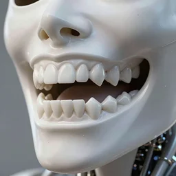 dreamland of chinese, ghost, sharp, slender and densely arranged teeth, dystopian, cyberpunk, nanotech demonic monster horror, mecha, halfturn portrait of a big crystal face made of crystals half - turn, ominous, intricate, studio, art by anthony macbain + greg rutkowski + alphonse mucha, concept art, 4 k, sharp focus