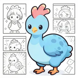 cute cassowary, anime, manga, lineart, trending on artstation, kawaii, pastel colours