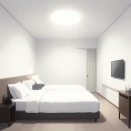illustration of a room, central perspective, liminal space hotel room, white studio light, artstation, hiroaki samura, jiro matsumoto, o yusuke murata, sharp focus high quality 8 k