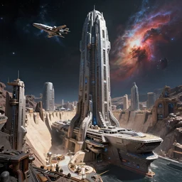 highly detailed cinematic scifi render of a 3 d sculpt of a military cyberpunk john harris subway tunnel hoover dam'aircraft carrier tower'megalithic tower structure city in space, beeple, halo, star wars, ilm, star citizen, halo, mass effect, high tech industrial, artstation unreal, dramatic powerful nebula, 4 k, 8 k, hd