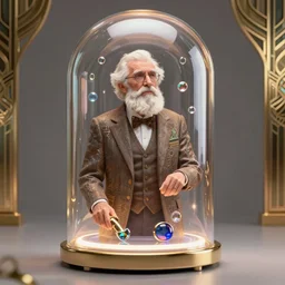 Art-deco depiction of an old man being preserved with cryonics, uplifting, beautiful, trending on Artstation, 8k
