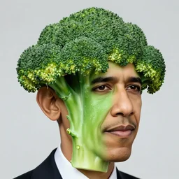 broccoli hairstyle for barack obama with a green face, cinestill 8 0 0 t