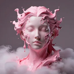 epic intricate female face pink liquid fluid carbon god. sculpture. noveau clouds