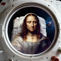 photo - realism, space astronaut opening door that shows space and time like jesus christ portrait created by leonardo davinci with extra detail, epic, perfection.