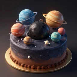 a space cake with all planets and black hole on it, au naturel, hyper detailed, digital art, trending in artstation, cinematic lighting, studio quality, smooth render, unreal engine 5 rendered, octane rendered, art style by pixar dreamworks warner bros disney riot games.