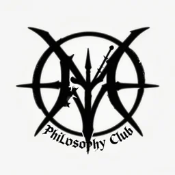 a logo for a philosophy club, in the style of a deathmetal album cover