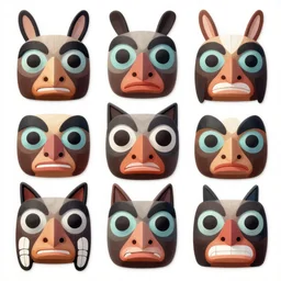 geometric faces portraits animals native american totem pole symmetrical digital art