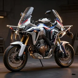 honda africa twin from bioshock, hyper realistic, ambient lighting, concept art, intricate, hyper detailed, smooth, volumetric lighting, octane