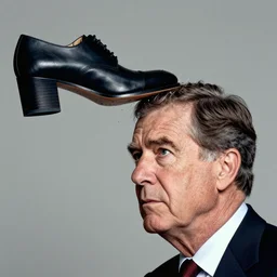 Super High Speed Photography of a shoe impacting George Bush's head, hyper photo realistic 8K HDRI, photo by Annie Liebowitz